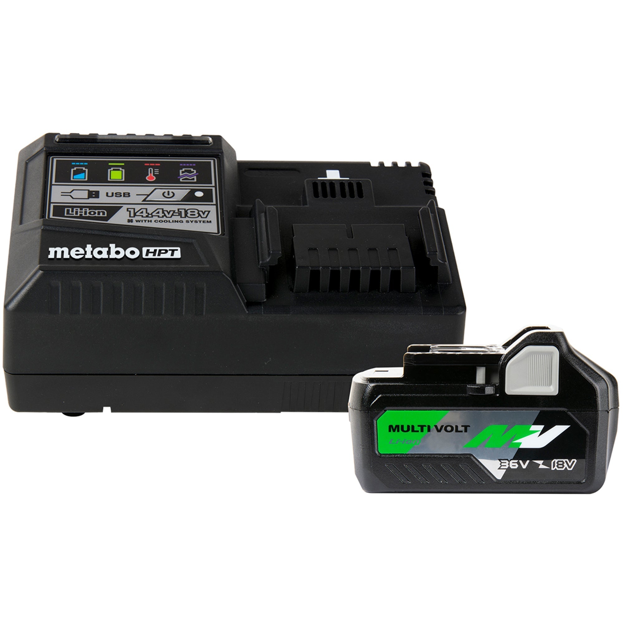 Metabo HPT UC18YSL3B1M 36V/18V MultiVolt Lithium Ion Slide Battery and Charger Starter Kit (4.0Ah/8.0Ah) - Lined Out Metabo HPT UC18YSL3B1M 36V/18V MultiVolt Lithium Ion Slide Battery and Charger Starter Kit (4.0Ah/8.0Ah)Power Tool Batteries