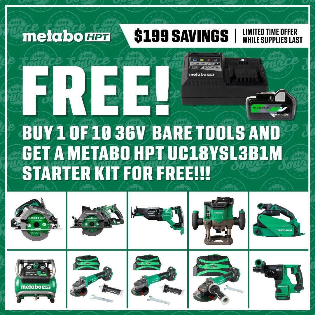Metabo HPT UC18YSL3B1M 36V/18V MultiVolt Lithium Ion Slide Battery and Charger Starter Kit (4.0Ah/8.0Ah) - Lined Out Metabo HPT UC18YSL3B1M 36V/18V MultiVolt Lithium Ion Slide Battery and Charger Starter Kit (4.0Ah/8.0Ah)Power Tool Batteries