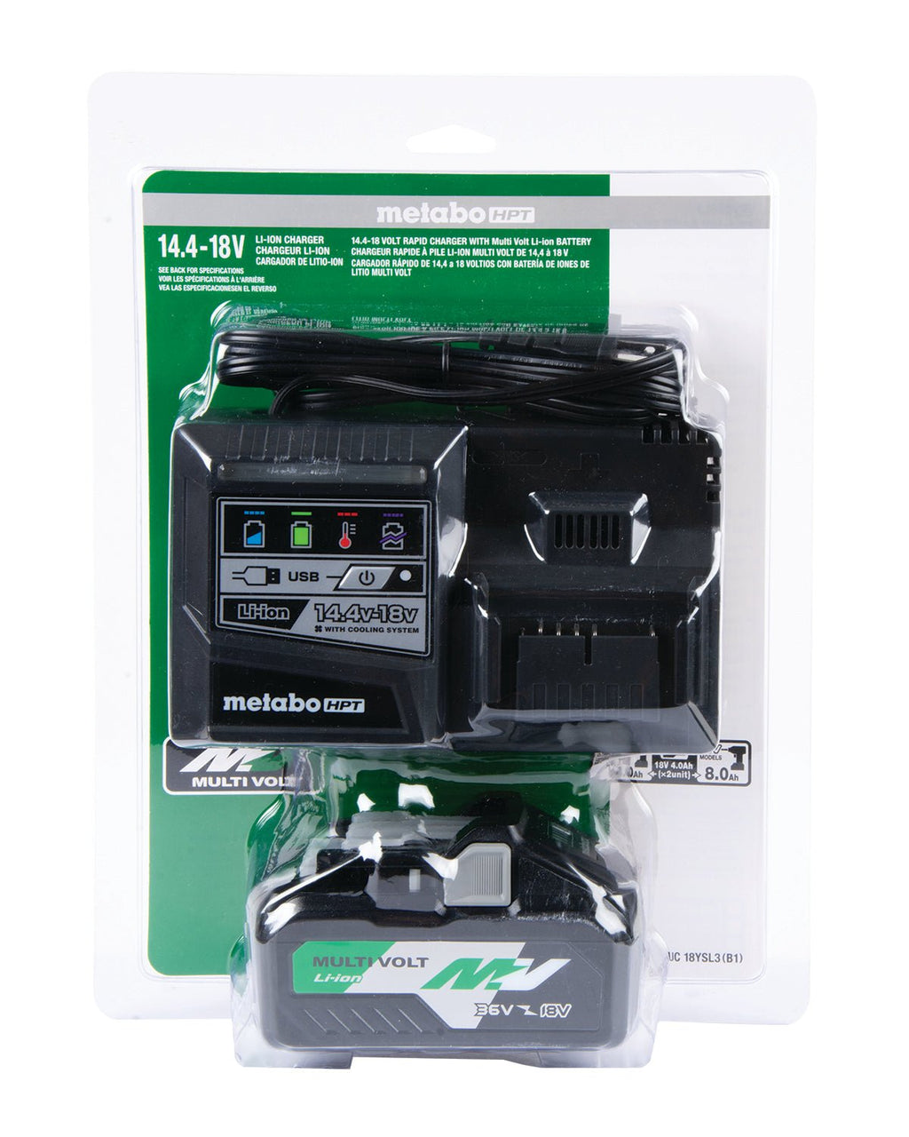 Metabo HPT UC18YSL3B1M 36V/18V MultiVolt Lithium Ion Slide Battery and Charger Starter Kit (4.0Ah/8.0Ah) - Lined Out Metabo HPT UC18YSL3B1M 36V/18V MultiVolt Lithium Ion Slide Battery and Charger Starter Kit (4.0Ah/8.0Ah)Power Tool Batteries