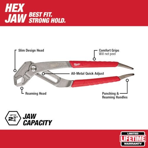 Milwaukee 12 - inch Comfort Grip Hex - Jaw Pliers - 48 - 22 - 6212 - Lined Out Milwaukee 12 - inch Comfort Grip Hex - Jaw Pliers - 48 - 22 - 6212Pliers