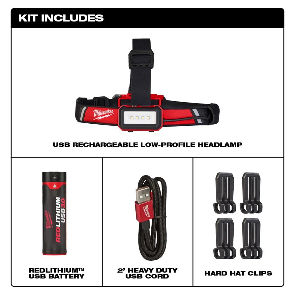 Milwaukee 2115 - 21 USB Rechargeable Low - Profile Headlamp - Lined Out Milwaukee 2115 - 21 USB Rechargeable Low - Profile HeadlampWork Lights