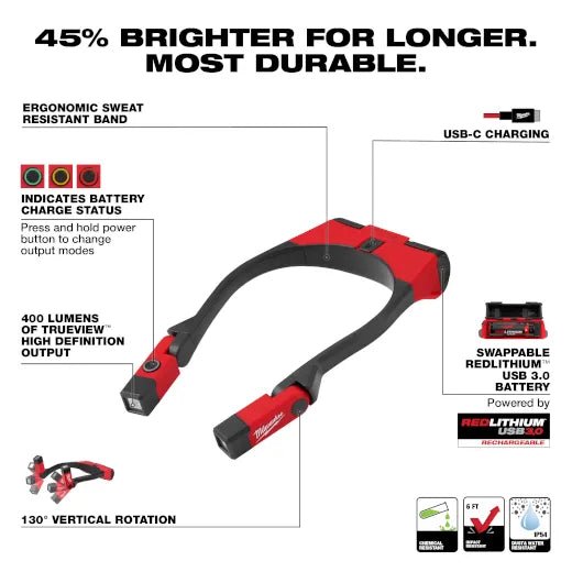 Milwaukee 2117 - 21 REDLITHIUM USB 400L Neck Light - Lined Out Milwaukee 2117 - 21 REDLITHIUM USB 400L Neck LightFlashlights