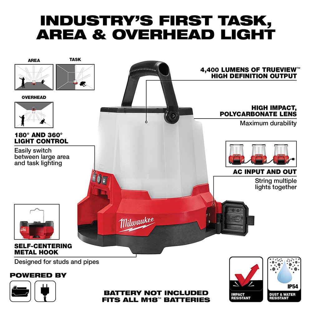Milwaukee 2145 - 20 M18™ RADIUS™ LED Compact Site Light - Lined Out Milwaukee 2145 - 20 M18™ RADIUS™ LED Compact Site LightWork Lights