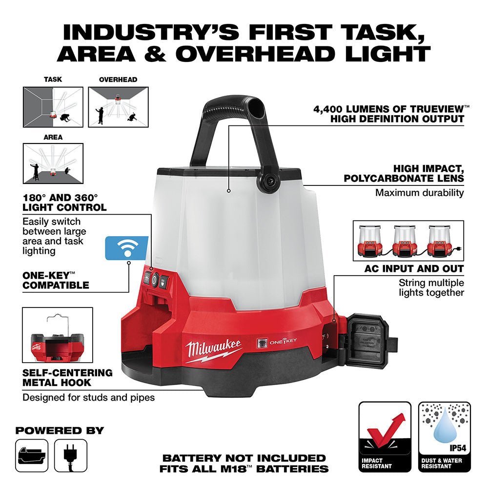 Milwaukee 2146 - 20 M18™ RADIUS™ LED Compact Site Light w/ ONE - KEY™ - Lined Out Milwaukee 2146 - 20 M18™ RADIUS™ LED Compact Site Light w/ ONE - KEY™Work Lights
