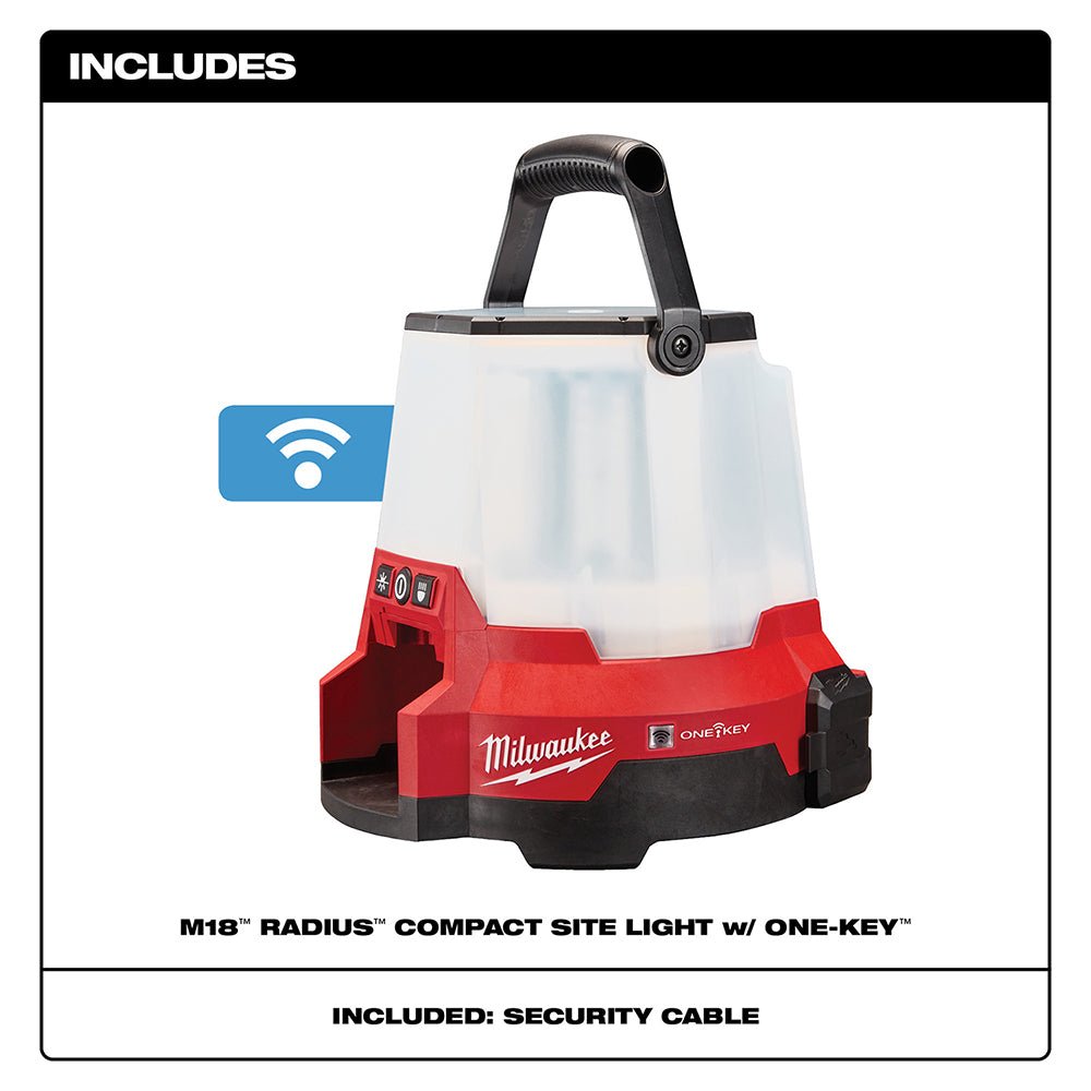 Milwaukee 2146 - 20 M18™ RADIUS™ LED Compact Site Light w/ ONE - KEY™ - Lined Out Milwaukee 2146 - 20 M18™ RADIUS™ LED Compact Site Light w/ ONE - KEY™Work Lights