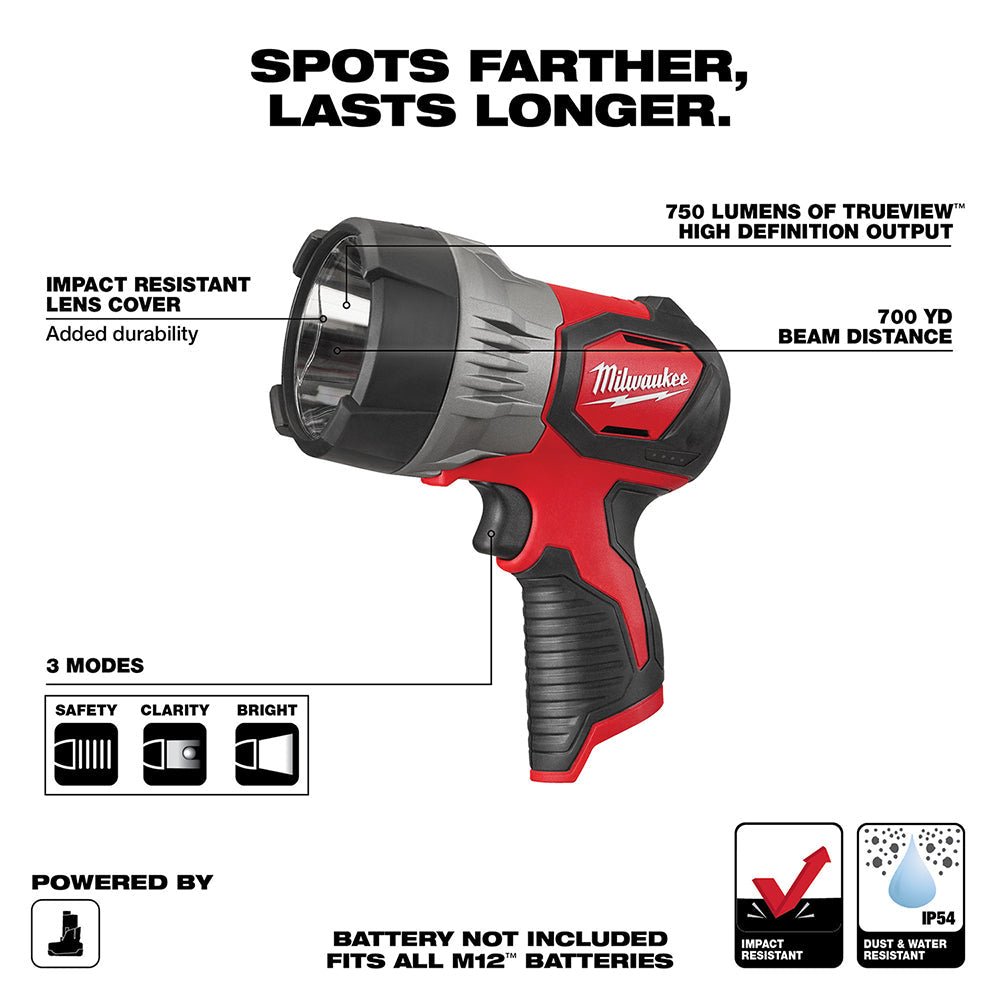 Milwaukee 2353 - 20 M12™ TRUEVIEW™ LED Spotlight - Lined Out Milwaukee 2353 - 20 M12™ TRUEVIEW™ LED SpotlightWork Lights