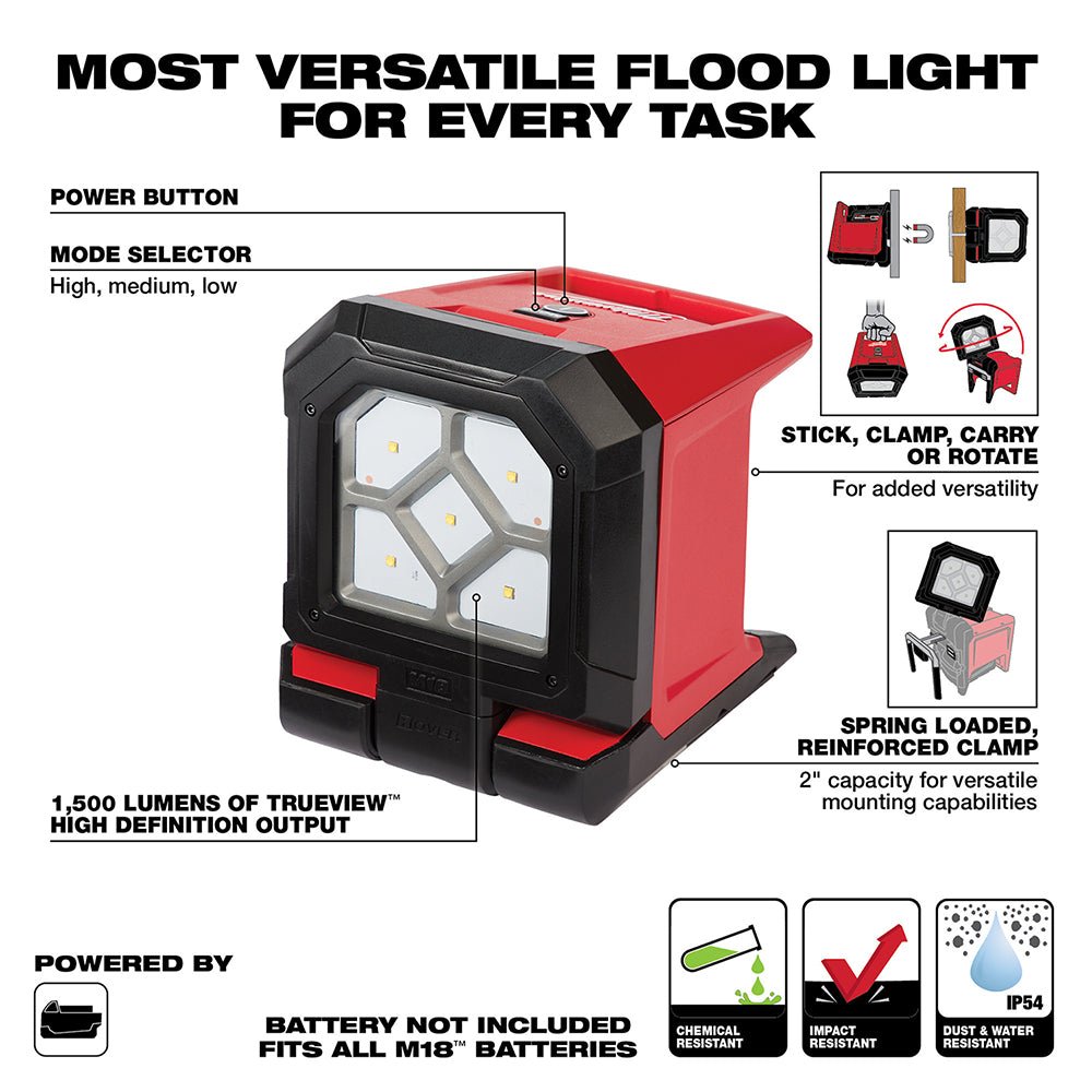 Milwaukee 2365 - 20 M18™ ROVER™ Mounting Flood Light - Lined Out Milwaukee 2365 - 20 M18™ ROVER™ Mounting Flood LightWork Lights