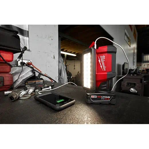 Milwaukee 2367 - 20 M12™ ROVER™ Service and Repair Flood Light w/ USB Charging - Lined Out Milwaukee 2367 - 20 M12™ ROVER™ Service and Repair Flood Light w/ USB ChargingWork Lights