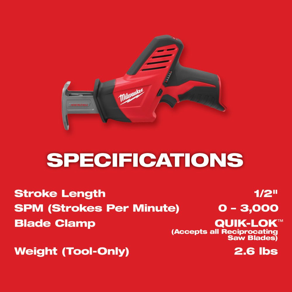 Milwaukee 2420 - 20 M12™ HACKZALL® Reciprocating Saw - Lined Out Milwaukee 2420 - 20 M12™ HACKZALL® Reciprocating SawReciprocating Saws