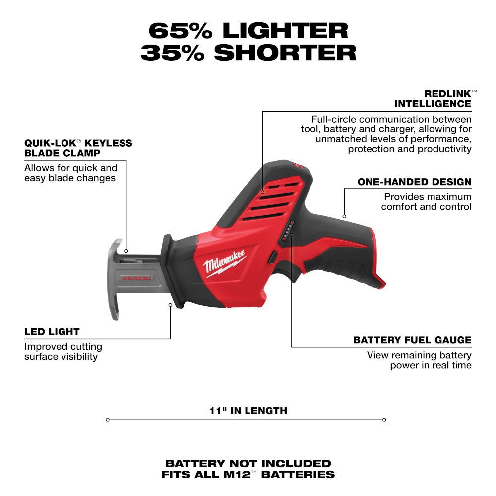 Milwaukee 2420 - 20 M12™ HACKZALL® Reciprocating Saw - Lined Out Milwaukee 2420 - 20 M12™ HACKZALL® Reciprocating SawReciprocating Saws