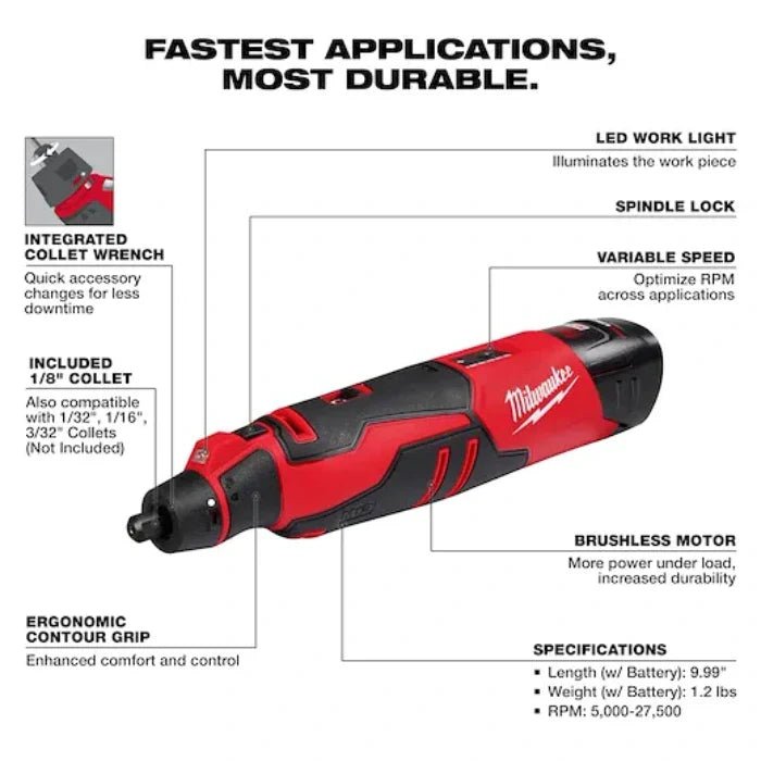 Milwaukee 2525 - 21 M12 Brushless Rotary Tool Kit - Lined Out Milwaukee 2525 - 21 M12 Brushless Rotary Tool KitCut - Off Saws