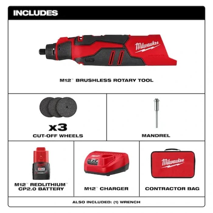 Milwaukee 2525 - 21 M12 Brushless Rotary Tool Kit - Lined Out Milwaukee 2525 - 21 M12 Brushless Rotary Tool KitCut - Off Saws