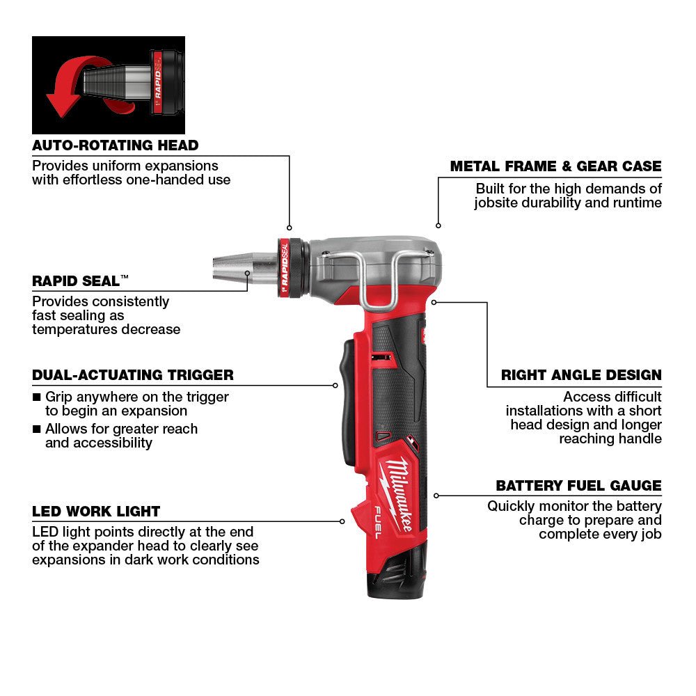 Milwaukee 2532 - 22 M12 FUEL™ ProPEX® Expander Kit w/ 1/2" - 1" RAPID SEAL™ ProPEX® Expander Heads - Lined Out Milwaukee 2532 - 22 M12 FUEL™ ProPEX® Expander Kit w/ 1/2" - 1" RAPID SEAL™ ProPEX® Expander HeadsPlumbing Repair Kits