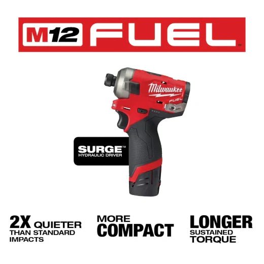 Milwaukee 2551 - 22 M12 FUEL™ SURGE™ 1/4" Hex Hydraulic Driver Kit - Lined Out Milwaukee 2551 - 22 M12 FUEL™ SURGE™ 1/4" Hex Hydraulic Driver KitImpact Wrenches & Drivers