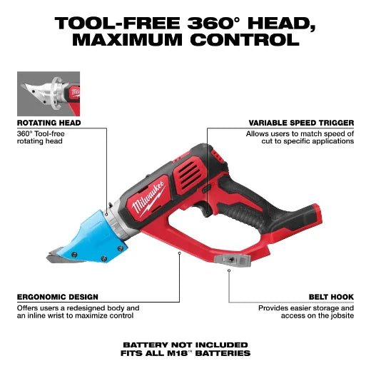 Milwaukee 2636 - 20 M18™ 14 Gauge Double Cut Shear (Tool Only) - Lined Out Milwaukee 2636 - 20 M18™ 14 Gauge Double Cut Shear (Tool Only)Handheld Metal Shears & Nibblers