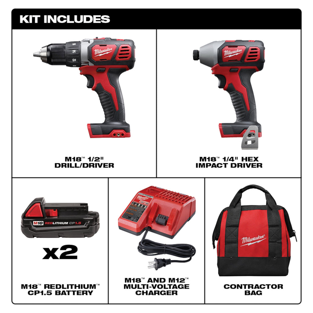 Milwaukee 2691 - 22 M18™ Cordless Lithium - Ion 2 - Tool Combo Kit - Lined Out Milwaukee 2691 - 22 M18™ Cordless Lithium - Ion 2 - Tool Combo KitPower Tool Combo Sets