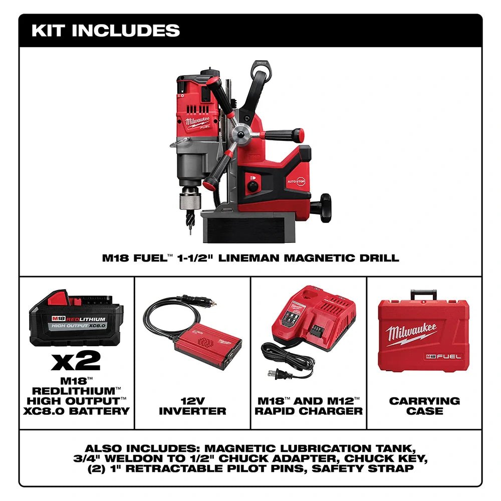 Milwaukee 2788 - 22HD M18 FUEL™ 1 - 1/2" Lineman Magnetic Drill High Demand™ Kit - Lined Out Milwaukee 2788 - 22HD M18 FUEL™ 1 - 1/2" Lineman Magnetic Drill High Demand™ KitDrill Presses