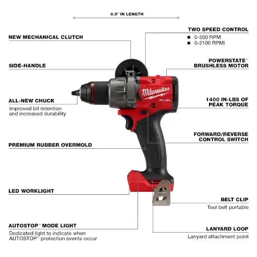 Milwaukee 2903 - 20 M18 FUEL™ 1/2" Drill/Driver (Tool Only) - Lined Out Milwaukee 2903 - 20 M18 FUEL™ 1/2" Drill/Driver (Tool Only)Handheld Power Drills