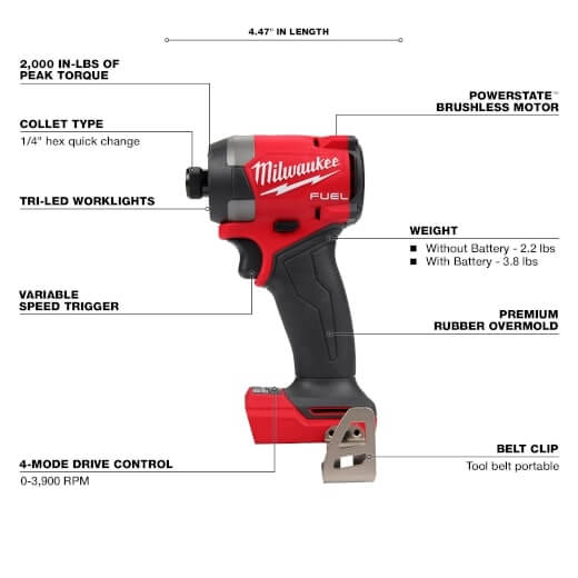 Milwaukee 2953 - 20 M18 FUEL™ 1/4" Hex Impact Driver (Tool Only) - Lined Out Milwaukee 2953 - 20 M18 FUEL™ 1/4" Hex Impact Driver (Tool Only)Impact Wrenches & Drivers