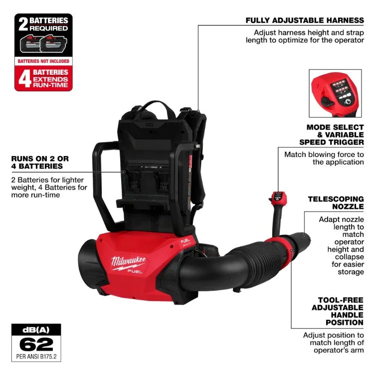 Milwaukee 3009 - 20 M18 FUEL™ Dual Battery Backpack Blower (Tool Only) - Lined Out Milwaukee 3009 - 20 M18 FUEL™ Dual Battery Backpack Blower (Tool Only)Leaf Blowers