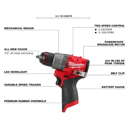 Milwaukee 3403 - 22 M12 FUEL™ 1/2" Drill/Driver Kit - Lined Out Milwaukee 3403 - 22 M12 FUEL™ 1/2" Drill/Driver KitHandheld Power Drills