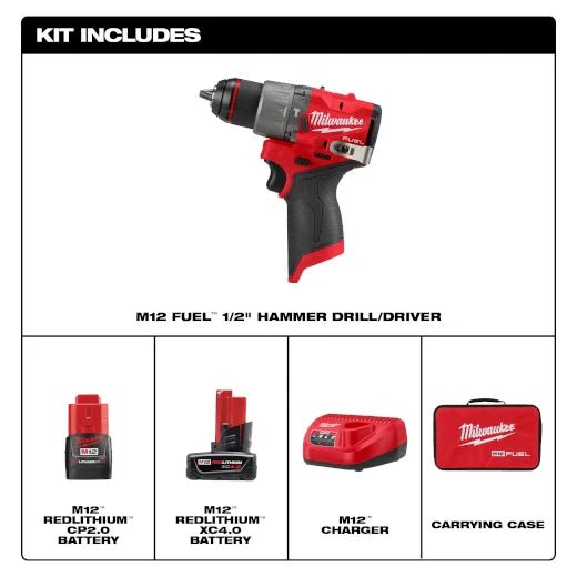 Milwaukee 3404 - 22 M12 FUEL™ 1/2" Hammer Drill/Driver Kit - Lined Out Milwaukee 3404 - 22 M12 FUEL™ 1/2" Hammer Drill/Driver KitHandheld Power Drills