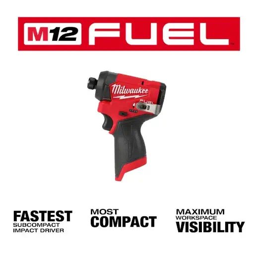 Milwaukee 3453 - 22 M12 FUEL™ 1/4" Hex Impact Driver Kit with (2) 2.0Ah Lithium Ion Batteries, Charger & Tool Bag - Lined Out Milwaukee 3453 - 22 M12 FUEL™ 1/4" Hex Impact Driver Kit with (2) 2.0Ah Lithium Ion Batteries, Charger & Tool BagImpact Wrenches & Drivers