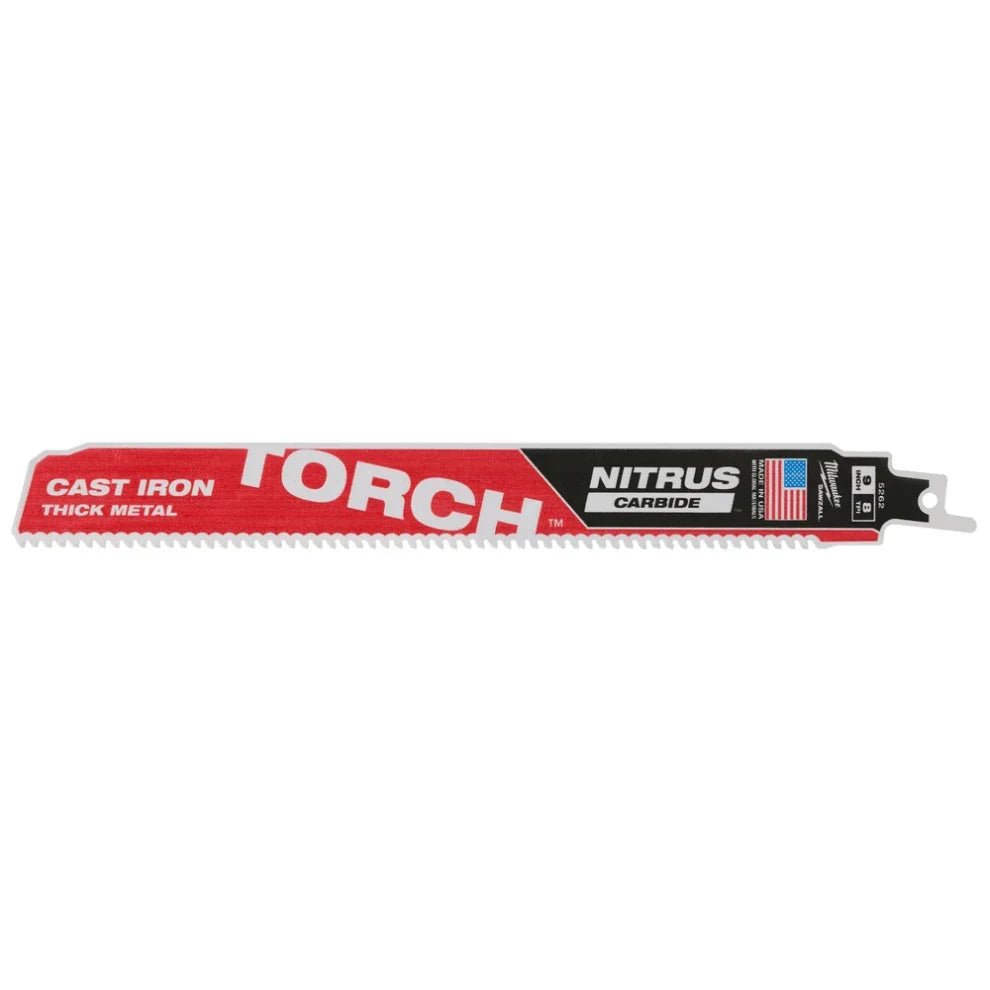 Milwaukee 48 - 00 - 5562 9" 7TPI The TORCH for CAST IRON with NITRUS CARBIDE 5PK - Lined Out Milwaukee 48 - 00 - 5562 9" 7TPI The TORCH for CAST IRON with NITRUS CARBIDE 5PKSaw Blades