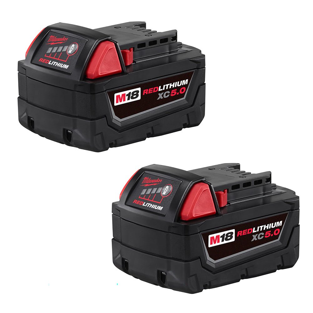 Milwaukee 48 - 11 - 1852 M18™ REDLITHIUM™ XC 5.0Ah Extended Capacity Battery Pack (2 Piece) - Lined Out Milwaukee 48 - 11 - 1852 M18™ REDLITHIUM™ XC 5.0Ah Extended Capacity Battery Pack (2 Piece)Power Tool Batteries
