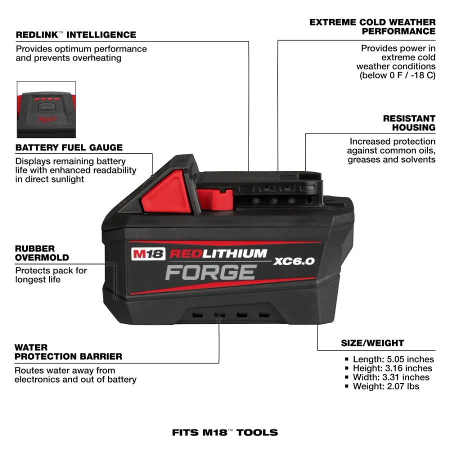 Milwaukee 48 - 11 - 1861 M18™ REDLITHIUM™ FORGE™ XC6.0 Battery Pack - Lined Out Milwaukee 48 - 11 - 1861 M18™ REDLITHIUM™ FORGE™ XC6.0 Battery PackPower Tool Batteries