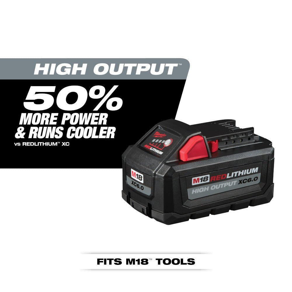 Milwaukee 48 - 11 - 1862 M18™ REDLITHIUM™ HIGH OUTPUT™ XC 6.0Ah Battery Pack (2 Piece) - Lined Out Milwaukee 48 - 11 - 1862 M18™ REDLITHIUM™ HIGH OUTPUT™ XC 6.0Ah Battery Pack (2 Piece)Power Tool Batteries