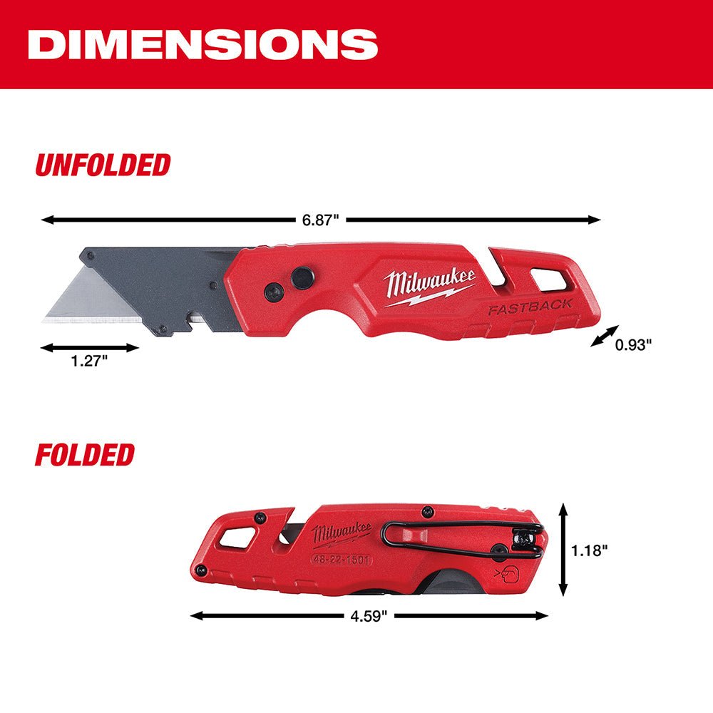 Milwaukee 48 - 22 - 1501 FASTBACK™ Folding Utility Knife - Lined Out Milwaukee 48 - 22 - 1501 FASTBACK™ Folding Utility KnifeUtility Knives