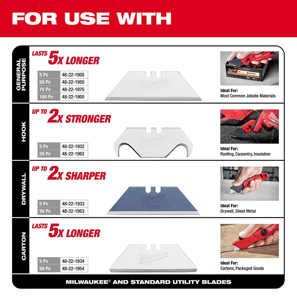 Milwaukee 48 - 22 - 1501 FASTBACK™ Folding Utility Knife - Lined Out Milwaukee 48 - 22 - 1501 FASTBACK™ Folding Utility KnifeUtility Knives