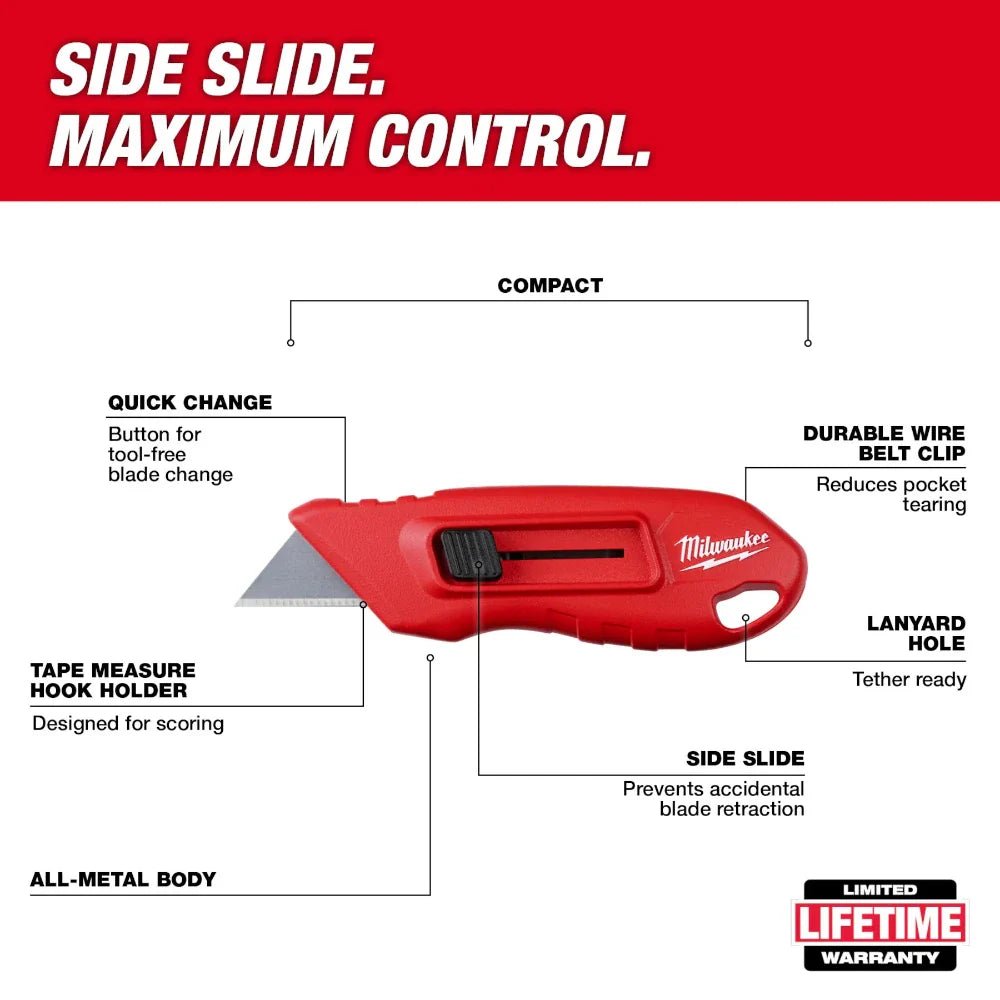 Milwaukee 48 - 22 - 1516 Compact Side Slide Utility Knife - Lined Out Milwaukee 48 - 22 - 1516 Compact Side Slide Utility KnifeUtility Knives