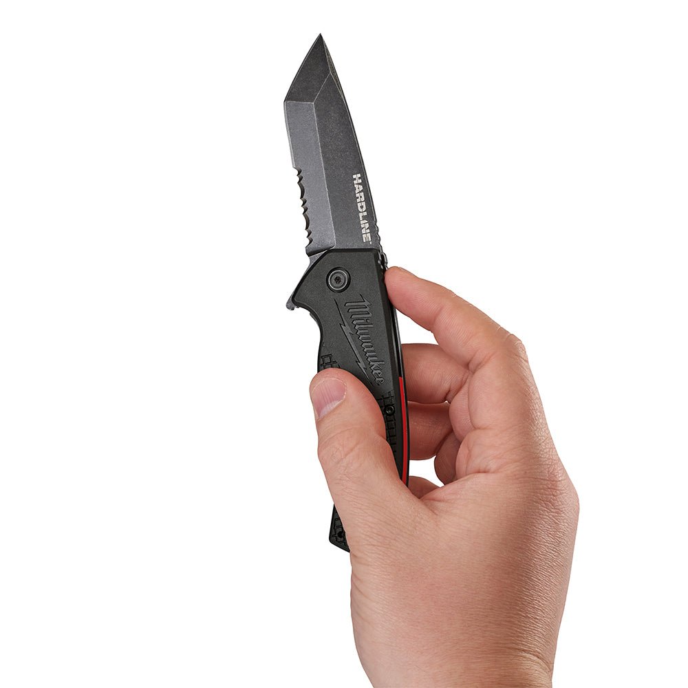 Milwaukee 48 - 22 - 1998 3 in. HARDLINE™ Serrated Tanto Blade Pocket Knife - Lined Out Milwaukee 48 - 22 - 1998 3 in. HARDLINE™ Serrated Tanto Blade Pocket KnifeUtility Knives