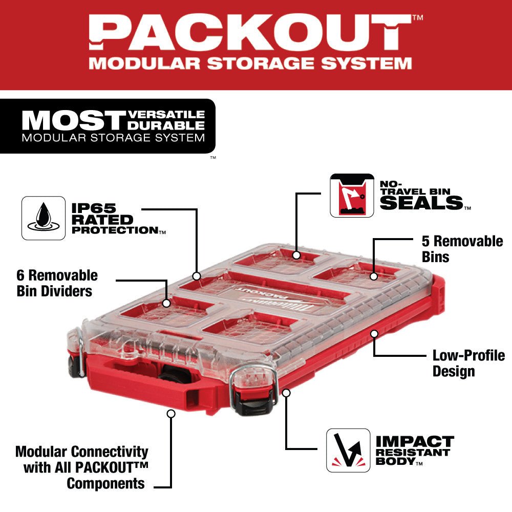 Milwaukee 48 - 22 - 8436Z PACKOUT™ Compact Low - Profile Organizer - Lined Out Milwaukee 48 - 22 - 8436Z PACKOUT™ Compact Low - Profile OrganizerTool Organizer Liners & Inserts