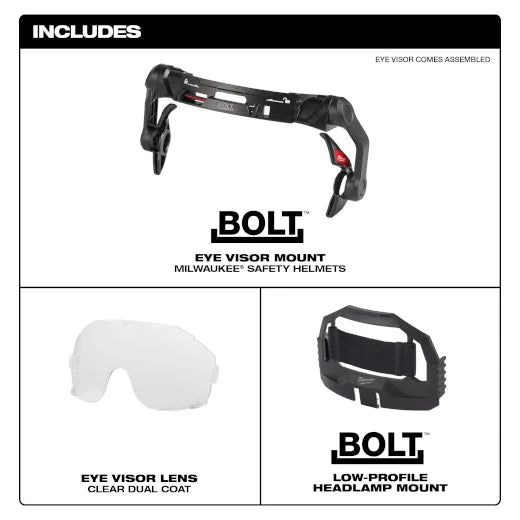 Milwaukee 48 - 73 - 1411 BOLT™ Eye Visor - Clear Dual Coat Lens (Compatible with Milwaukee® Safety Helmets) - Lined Out Milwaukee 48 - 73 - 1411 BOLT™ Eye Visor - Clear Dual Coat Lens (Compatible with Milwaukee® Safety Helmets)Eyeglasses