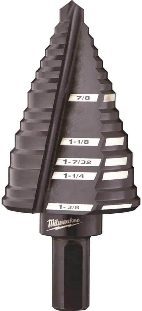Milwaukee 48 - 89 - 9212 12 Step Drill Bit, 7/8" - 1 - 3/8" - Lined Out Milwaukee 48 - 89 - 9212 12 Step Drill Bit, 7/8" - 1 - 3/8"Drill & Screwdriver Accessories