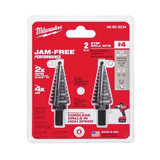 Milwaukee 48 - 89 - 9234 Step Drill Bit Set 4 3/16" - 7/8" - 2PC - Lined Out Milwaukee 48 - 89 - 9234 Step Drill Bit Set 4 3/16" - 7/8" - 2PCDrill & Screwdriver Accessories