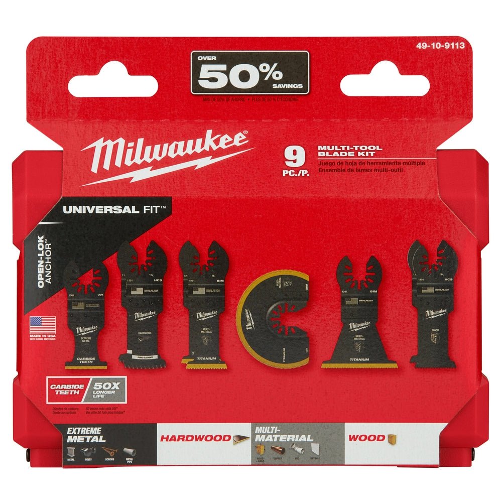 Milwaukee 49 - 10 - 9113 Milwaukee® OPEN - LOK™ 9PC MULTI - TOOL BLADE KIT - Lined Out Milwaukee 49 - 10 - 9113 Milwaukee® OPEN - LOK™ 9PC MULTI - TOOL BLADE KITTool Blades