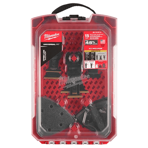 Milwaukee 49 - 10 - 9114 MILWAUKEE® Universal Fit OPEN - LOK™ 15PC Oscillating Multi - Tool Blade Kit w/ Modular Case - Lined Out Milwaukee 49 - 10 - 9114 MILWAUKEE® Universal Fit OPEN - LOK™ 15PC Oscillating Multi - Tool Blade Kit w/ Modular CaseSaw Blades