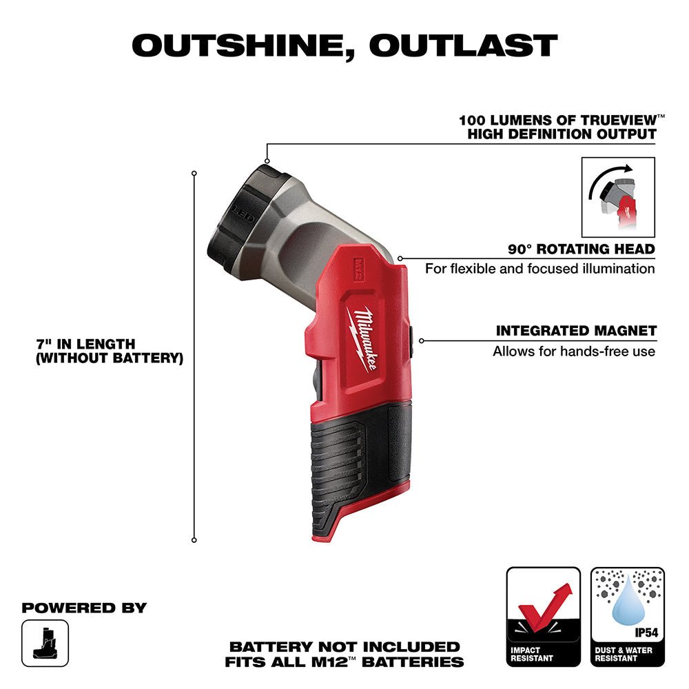 Milwaukee 49 - 24 - 0146 M12™ Cordless LED Work Light - Lined Out Milwaukee 49 - 24 - 0146 M12™ Cordless LED Work LightWork Lights