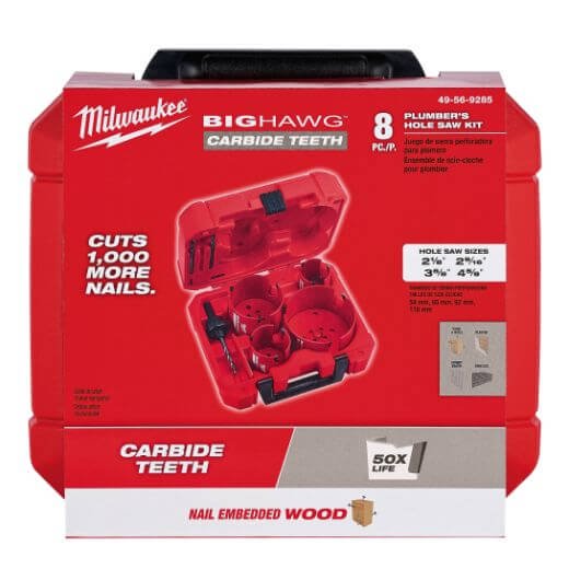 Milwaukee 49 - 56 - 9285 8 PC BIG HAWG™ Carbide Teeth Plumber's Hole Saw Kit - Lined Out Milwaukee 49 - 56 - 9285 8 PC BIG HAWG™ Carbide Teeth Plumber's Hole Saw KitDrill & Screwdriver Accessories