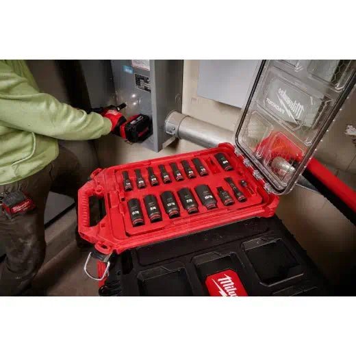Milwaukee 49 - 66 - 6800 SHOCKWAVE Impact Duty™ Socket 3/8” Dr 17PC SAE PACKOUT Set - Lined Out Milwaukee 49 - 66 - 6800 SHOCKWAVE Impact Duty™ Socket 3/8” Dr 17PC SAE PACKOUT SetSocket Drivers