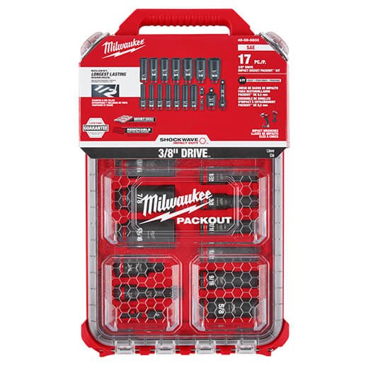 Milwaukee 49 - 66 - 6800 SHOCKWAVE Impact Duty™ Socket 3/8” Dr 17PC SAE PACKOUT Set - Lined Out Milwaukee 49 - 66 - 6800 SHOCKWAVE Impact Duty™ Socket 3/8” Dr 17PC SAE PACKOUT SetSocket Drivers