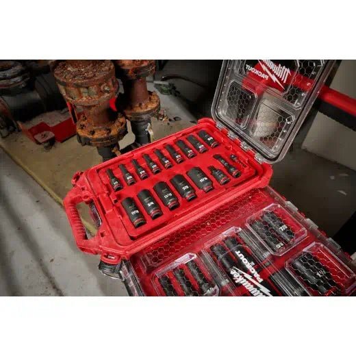 Milwaukee 49 - 66 - 6800 SHOCKWAVE Impact Duty™ Socket 3/8” Dr 17PC SAE PACKOUT Set - Lined Out Milwaukee 49 - 66 - 6800 SHOCKWAVE Impact Duty™ Socket 3/8” Dr 17PC SAE PACKOUT SetSocket Drivers