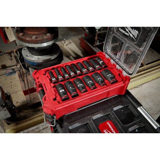 Milwaukee 49 - 66 - 6802 SHOCKWAVE Impact Duty™ Socket 1/2” Dr 15PC SAE PACKOUT Set - Lined Out Milwaukee 49 - 66 - 6802 SHOCKWAVE Impact Duty™ Socket 1/2” Dr 15PC SAE PACKOUT SetSocket Drivers