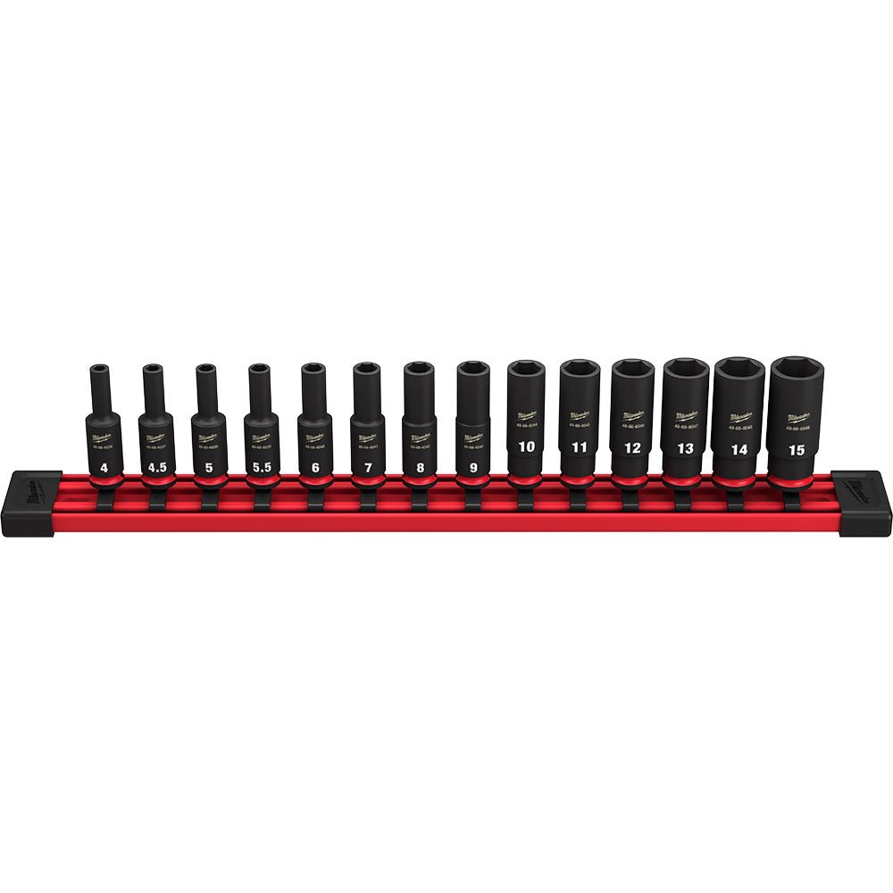 Milwaukee 49 - 66 - 7003 14PC SHOCKWAVE™ Impact Duty™ Metric Deep 6 Point Socket Set - Lined Out Milwaukee 49 - 66 - 7003 14PC SHOCKWAVE™ Impact Duty™ Metric Deep 6 Point Socket SetSocket Drivers