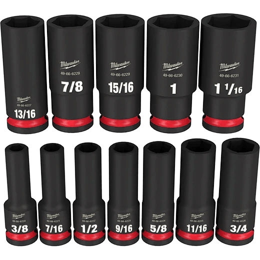 Milwaukee 49 - 66 - 7011 12PCSHOCKWAVE Impact Duty™ 1/2" Drive SAE Deep 6 Point Socket Set - Lined Out Milwaukee 49 - 66 - 7011 12PCSHOCKWAVE Impact Duty™ 1/2" Drive SAE Deep 6 Point Socket SetSocket Drivers