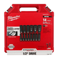 Milwaukee 49 - 66 - 7014 14 PC SHOCKWAVE Impact Duty™ 1/2" Drive Metric Deep 6 Point Socket Set - Lined Out Milwaukee 49 - 66 - 7014 14 PC SHOCKWAVE Impact Duty™ 1/2" Drive Metric Deep 6 Point Socket SetSocket Drivers